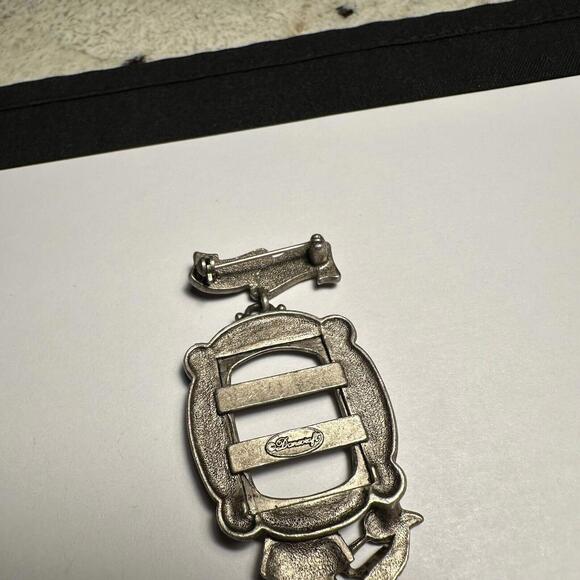 Signed Danecraft I Love My Cat Photo Frame Kitty Bowl Brooch Pin Pewter Tone - Picture 9 of 10